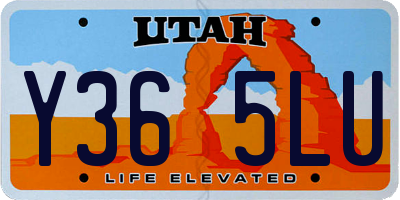 UT license plate Y365LU
