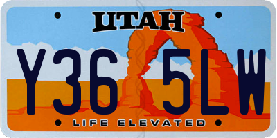 UT license plate Y365LW
