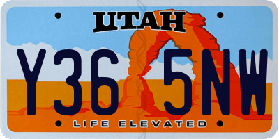 UT license plate Y365NW