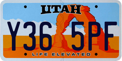UT license plate Y365PF
