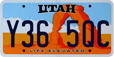 UT license plate Y365QC