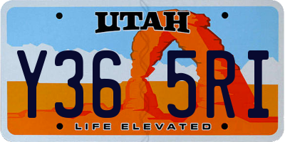 UT license plate Y365RI