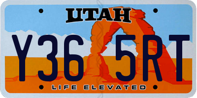 UT license plate Y365RT