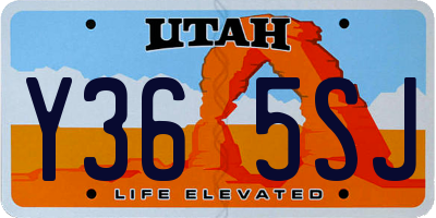UT license plate Y365SJ