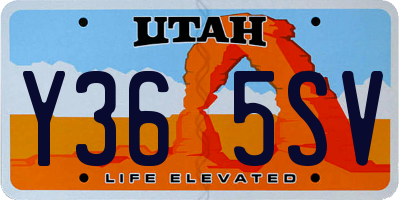 UT license plate Y365SV