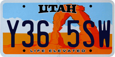 UT license plate Y365SW