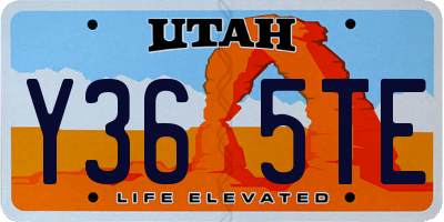 UT license plate Y365TE