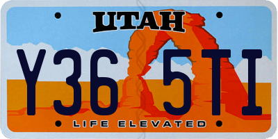UT license plate Y365TI