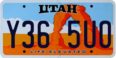 UT license plate Y365UO