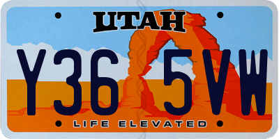 UT license plate Y365VW