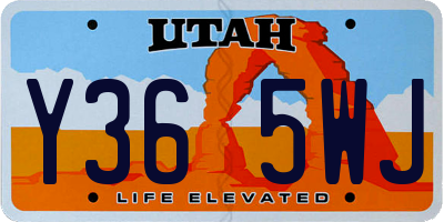 UT license plate Y365WJ