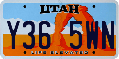 UT license plate Y365WN