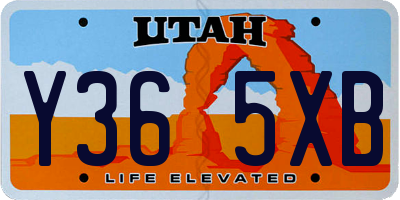 UT license plate Y365XB