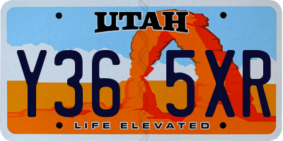 UT license plate Y365XR