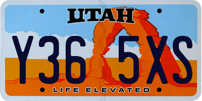 UT license plate Y365XS