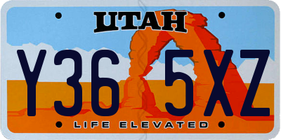 UT license plate Y365XZ