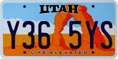 UT license plate Y365YS