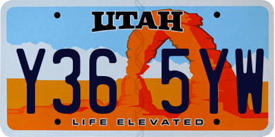 UT license plate Y365YW