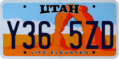 UT license plate Y365ZD