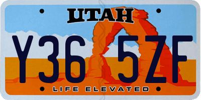 UT license plate Y365ZF