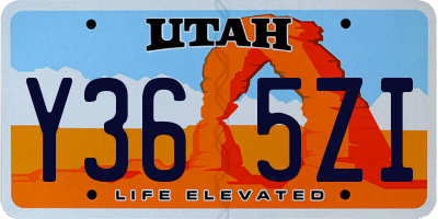 UT license plate Y365ZI