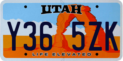 UT license plate Y365ZK