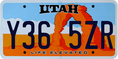 UT license plate Y365ZR