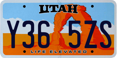 UT license plate Y365ZS