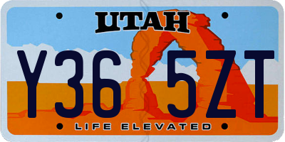 UT license plate Y365ZT