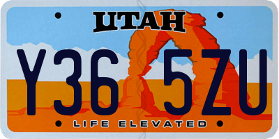 UT license plate Y365ZU
