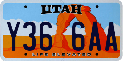 UT license plate Y366AA