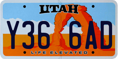 UT license plate Y366AD