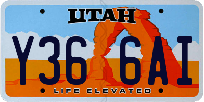 UT license plate Y366AI