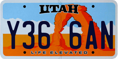 UT license plate Y366AN