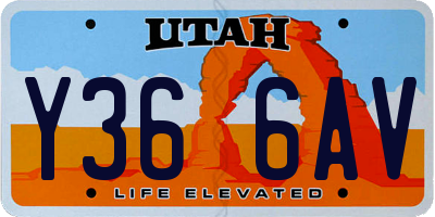 UT license plate Y366AV