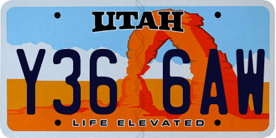 UT license plate Y366AW