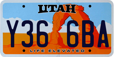 UT license plate Y366BA