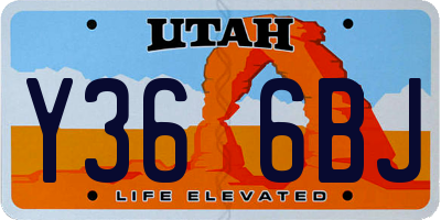 UT license plate Y366BJ