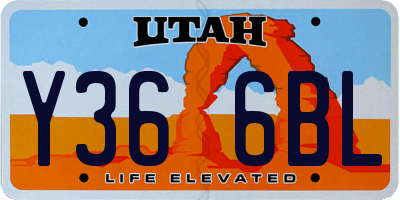 UT license plate Y366BL