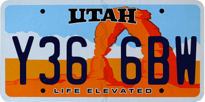 UT license plate Y366BW