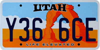 UT license plate Y366CE