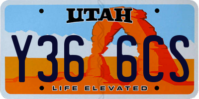 UT license plate Y366CS