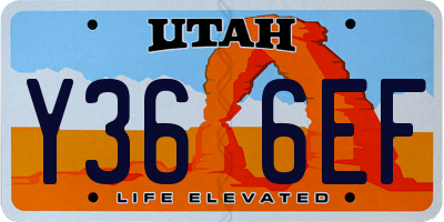 UT license plate Y366EF