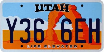 UT license plate Y366EH