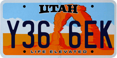 UT license plate Y366EK