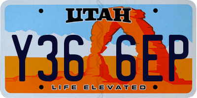 UT license plate Y366EP