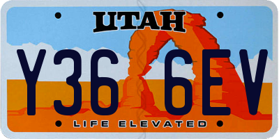 UT license plate Y366EV