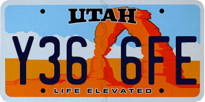 UT license plate Y366FE