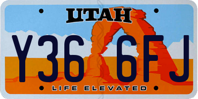 UT license plate Y366FJ