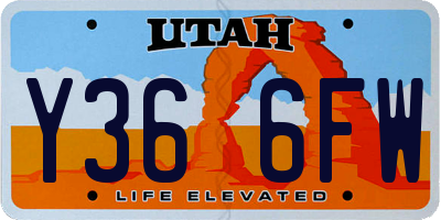 UT license plate Y366FW